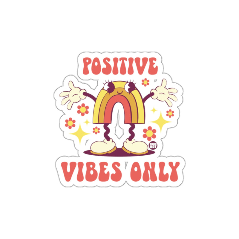 Load image into Gallery viewer, Positive Vibes Only Rainbow Sticker with Flowers Design
