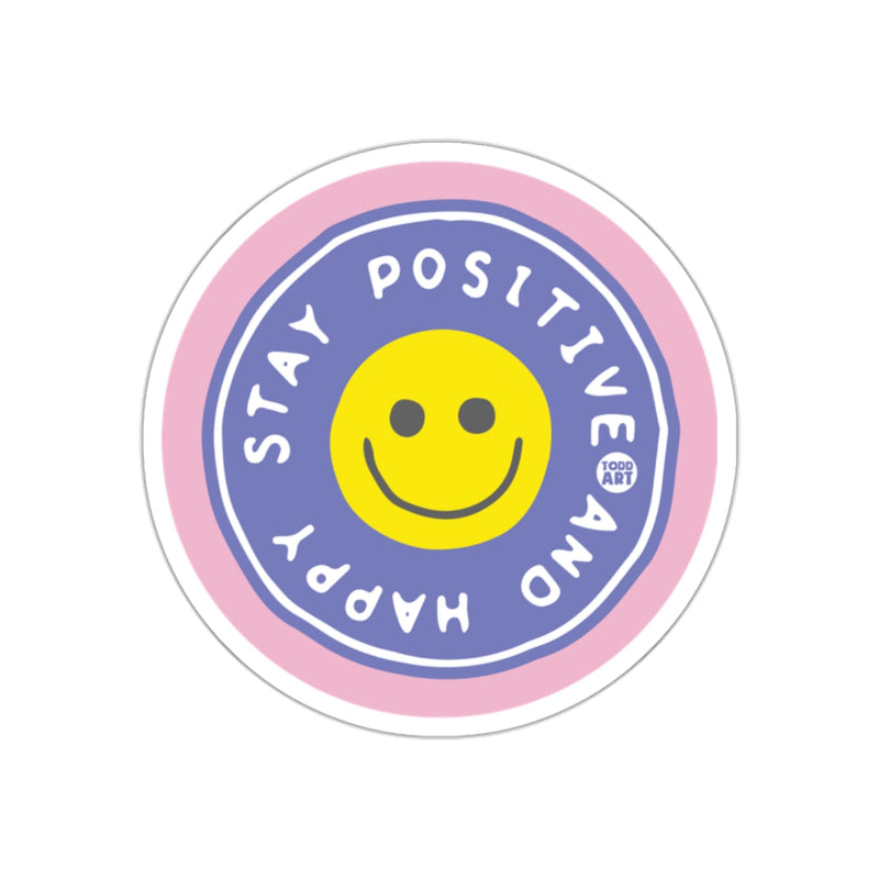 Load image into Gallery viewer, Stay Positive and Happy Smiley Sticker Design
