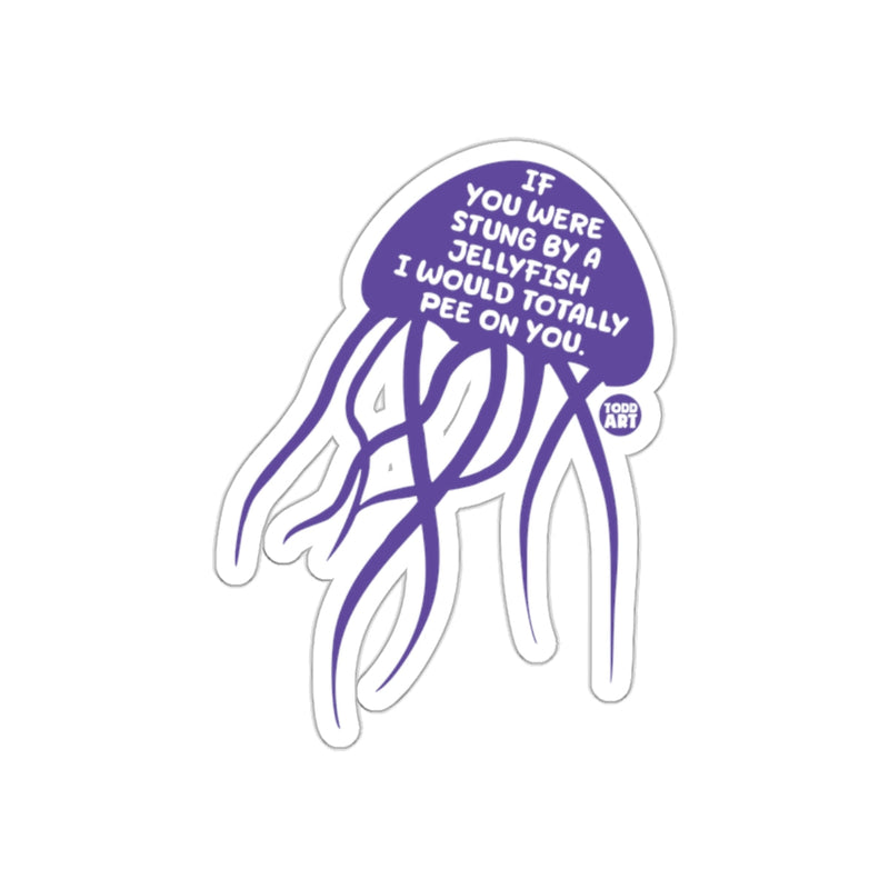 Load image into Gallery viewer, Funny Jellyfish Sting Sticker with Humorous Message
