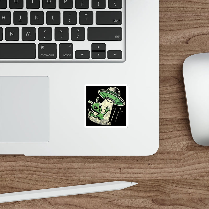Load image into Gallery viewer, Alien and UFO Illustration Space Sticker Sticker
