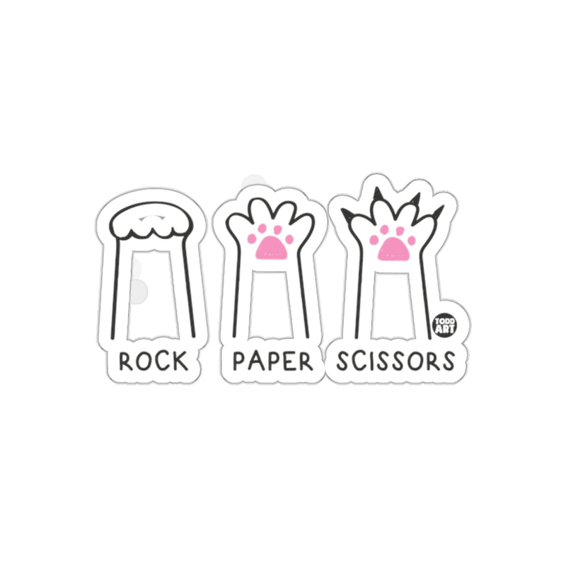 Load image into Gallery viewer, Rock Paper Scissors Cat Paw Themed Sticker Set
