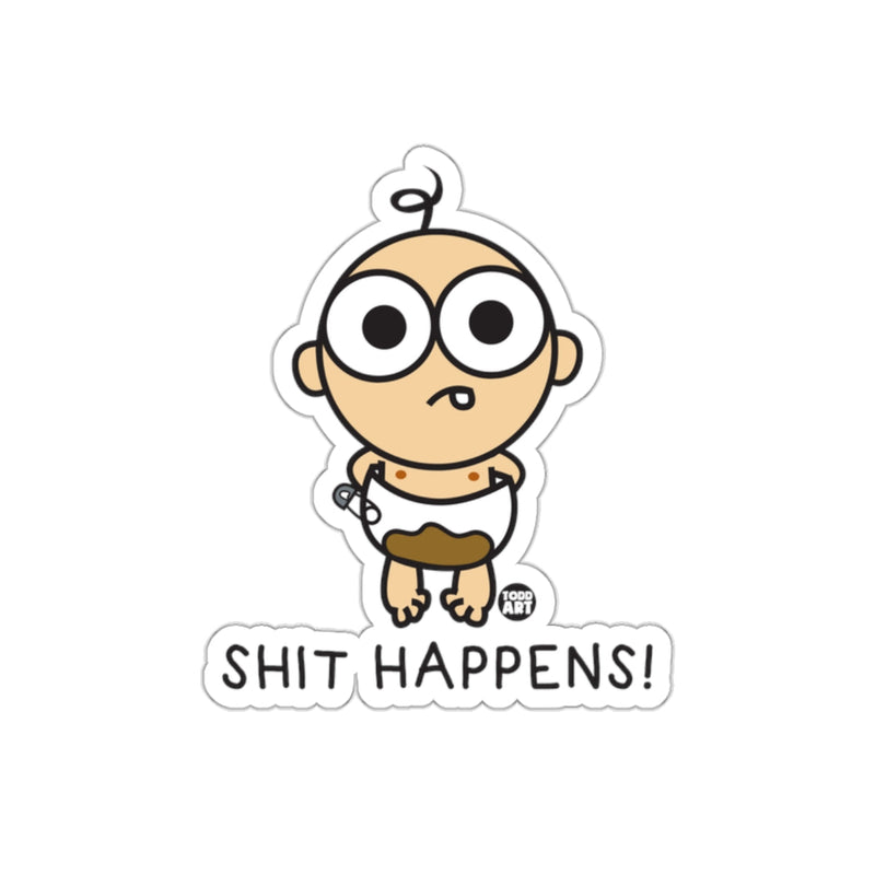 Load image into Gallery viewer, Shit Happens Funny Baby Cartoon Sticker Humorous Decal
