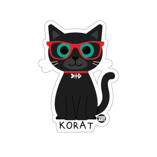 Cute Black Cat with Red Glasses Korat Sticker