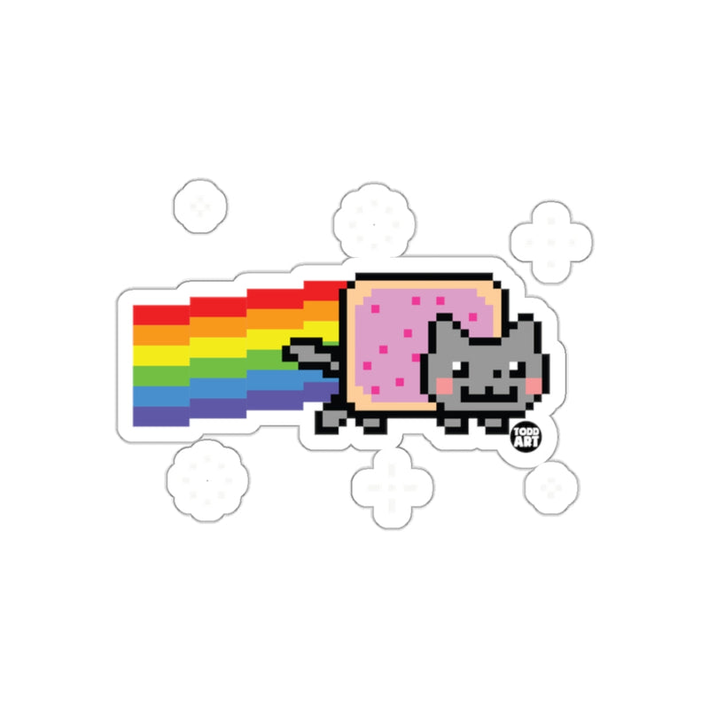 Load image into Gallery viewer, Pixelated Nyan Cat With Rainbow Trail Design sticker
