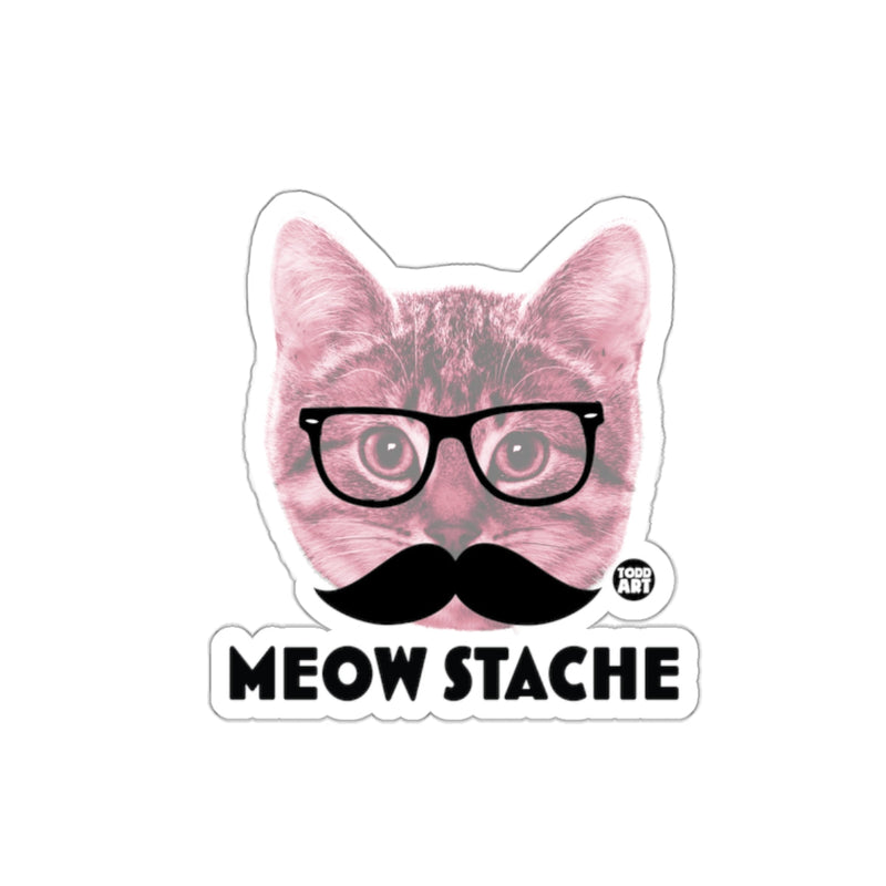 Load image into Gallery viewer, Meow Stache Cat with Glasses Funny Sticker
