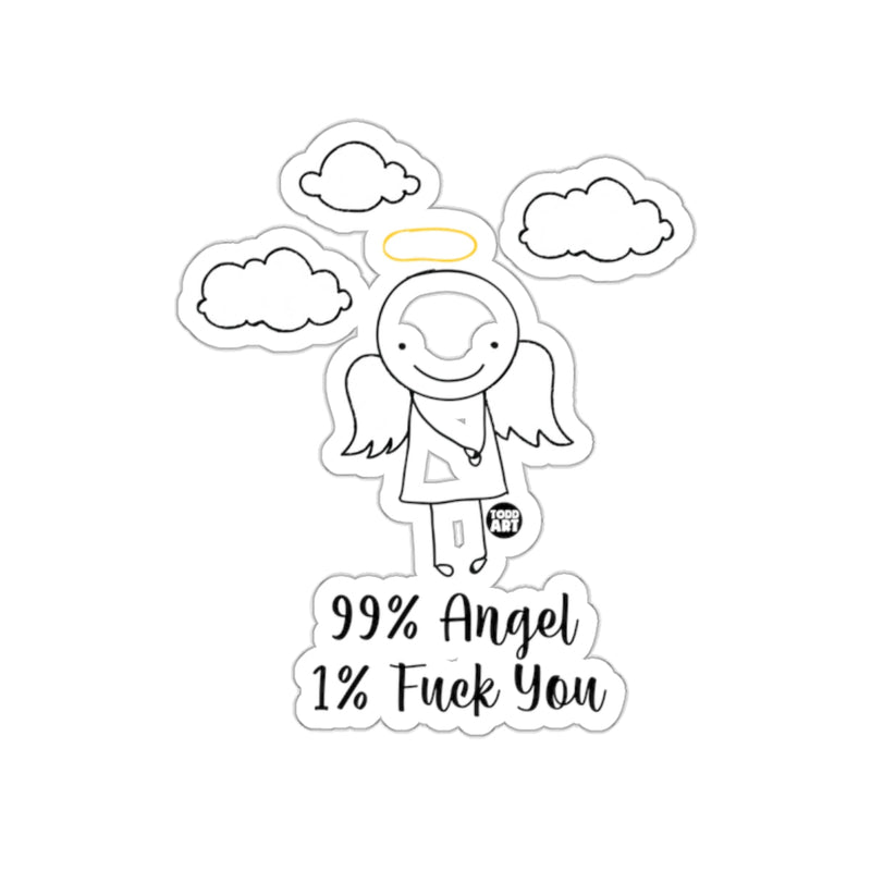 Load image into Gallery viewer, 99% Angel 1% Fuck You Funny Cartoon Character Sticker
