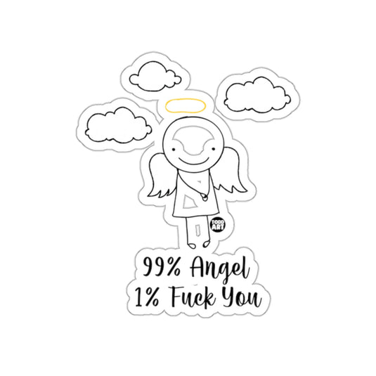 99% Angel 1% Fuck You Funny Cartoon Character Sticker