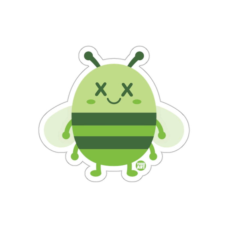 Load image into Gallery viewer, Cute Green Bee With X Eyes Fun Sticker Product
