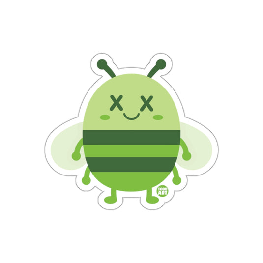Cute Green Bee With X Eyes Fun Sticker Product