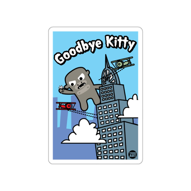 Load image into Gallery viewer, Goodbye Kitty Funny Monster on Skyscraper Sticker
