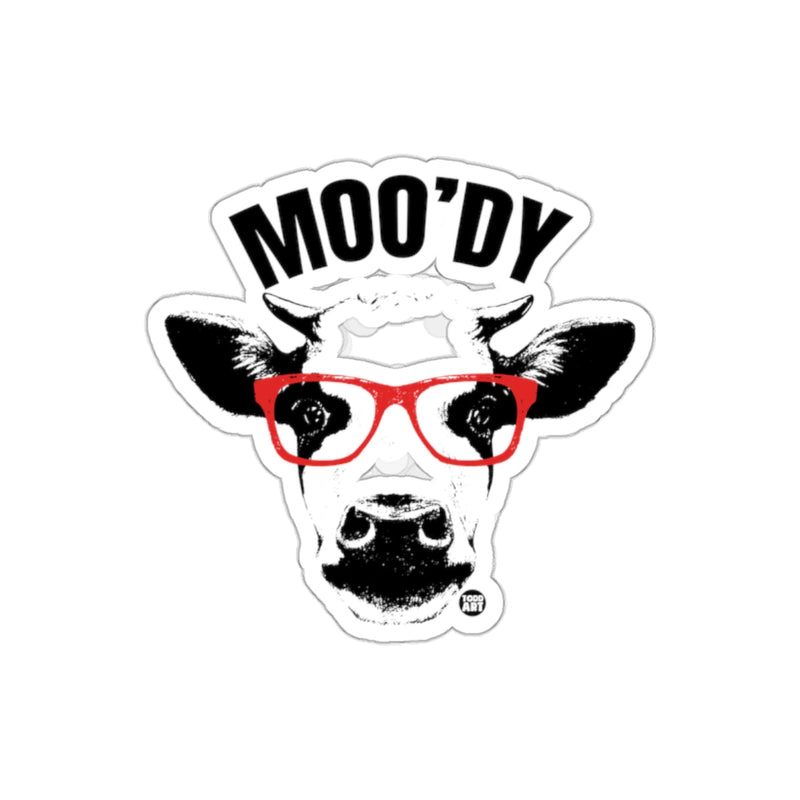 Load image into Gallery viewer, Funny Moody Cow With Red Glasses Sticker Product
