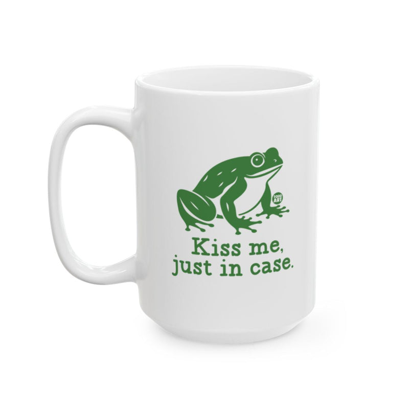 Load image into Gallery viewer, Kiss me just in case cute green frog coffee mug
