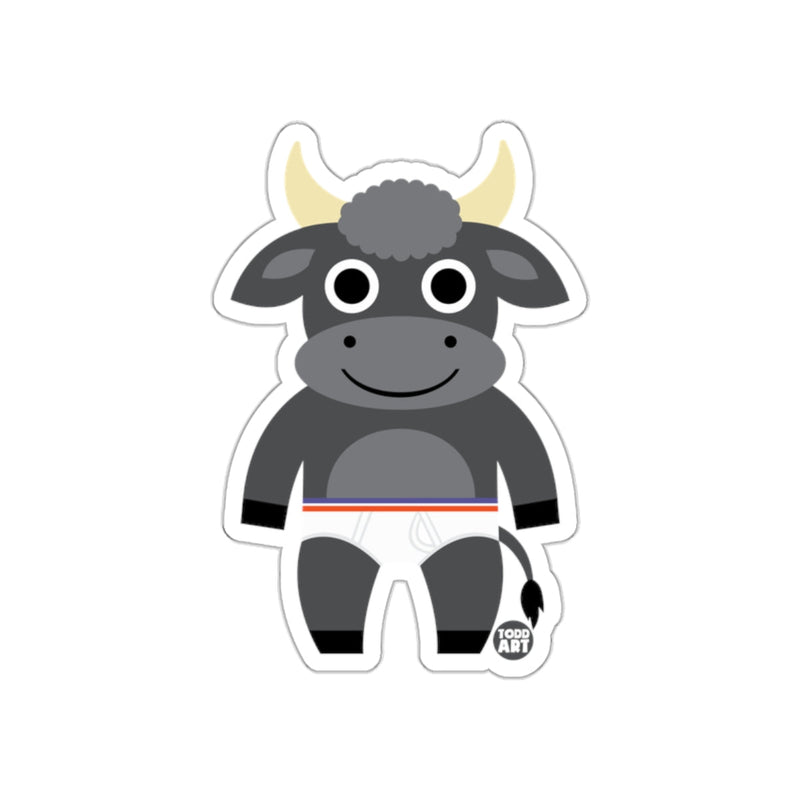 Load image into Gallery viewer, Adorable Cartoon Bull with Underwear Graphic Sticker
