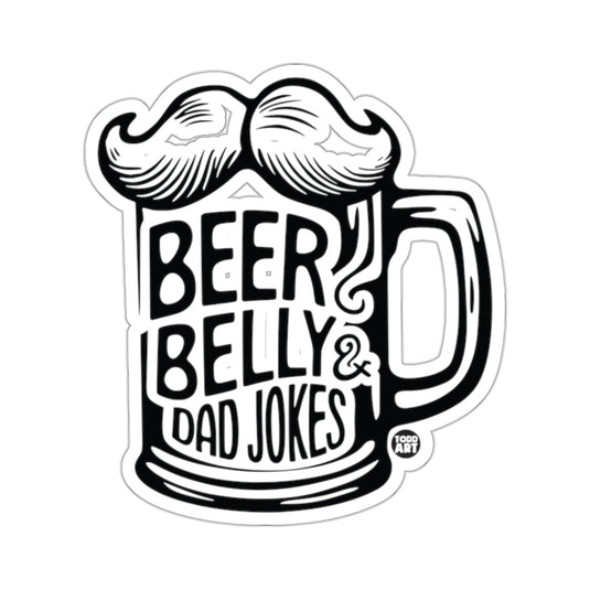 Beer Belly & Dad Jokes Moustache Beer Mug sticker