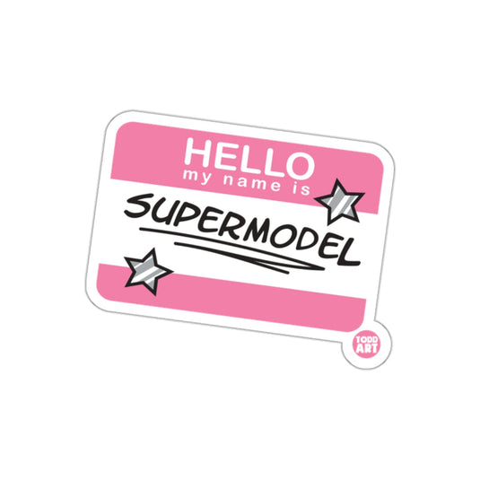 Hello My Name Is Supermodel Fun Sticker for Laptops