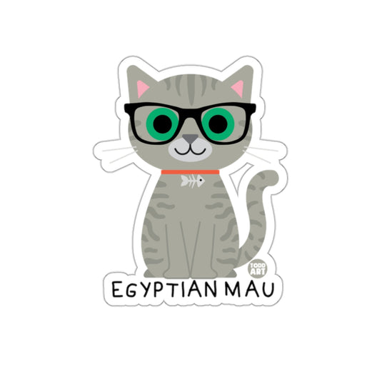 Cute Egyptian Mau Cat with Glasses Sticker