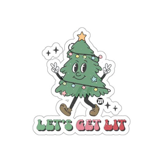 Let's Get Lit Christmas Tree Sticker Fun Design