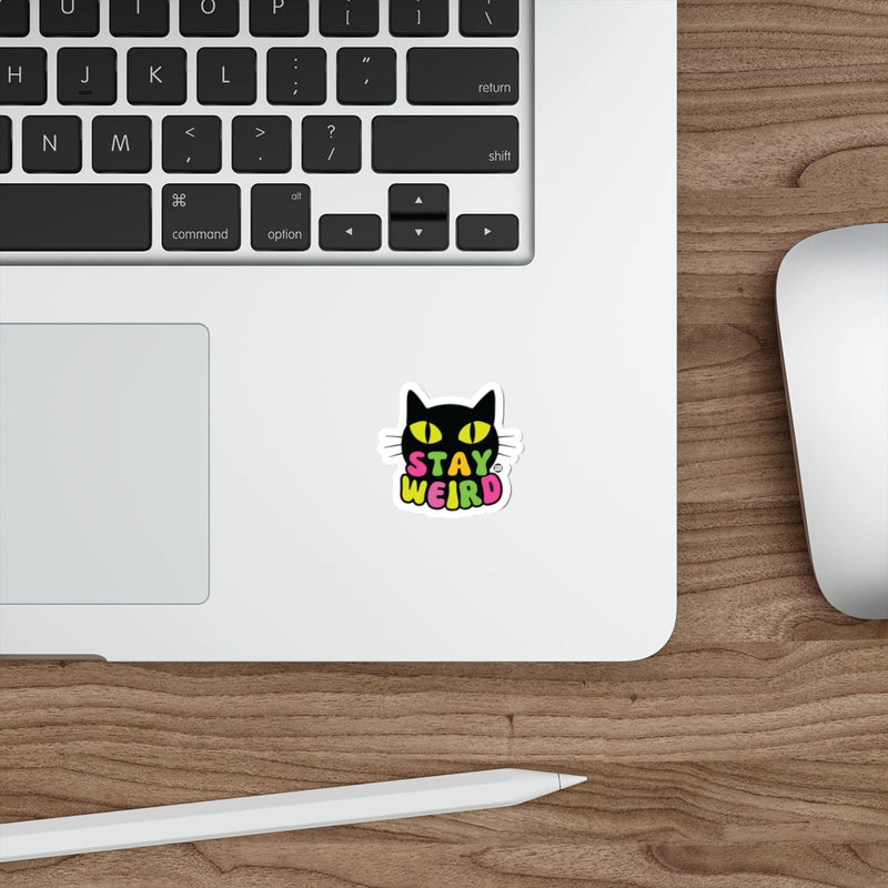 Load image into Gallery viewer, Stay Weird Colorful Cat Sticker for Laptops and More
