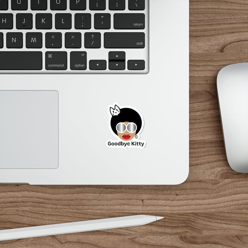 Load image into Gallery viewer, Goodbye Kitty Sticker with Cool Afro Hair and Sunglasses
