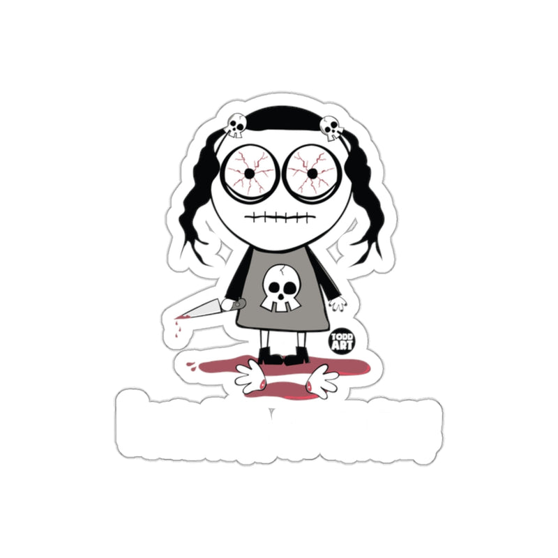 Load image into Gallery viewer, Creepy Girl with Skull Dress and Knife Sticker

