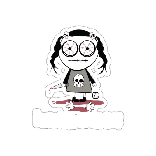 Creepy Girl with Skull Dress and Knife Sticker