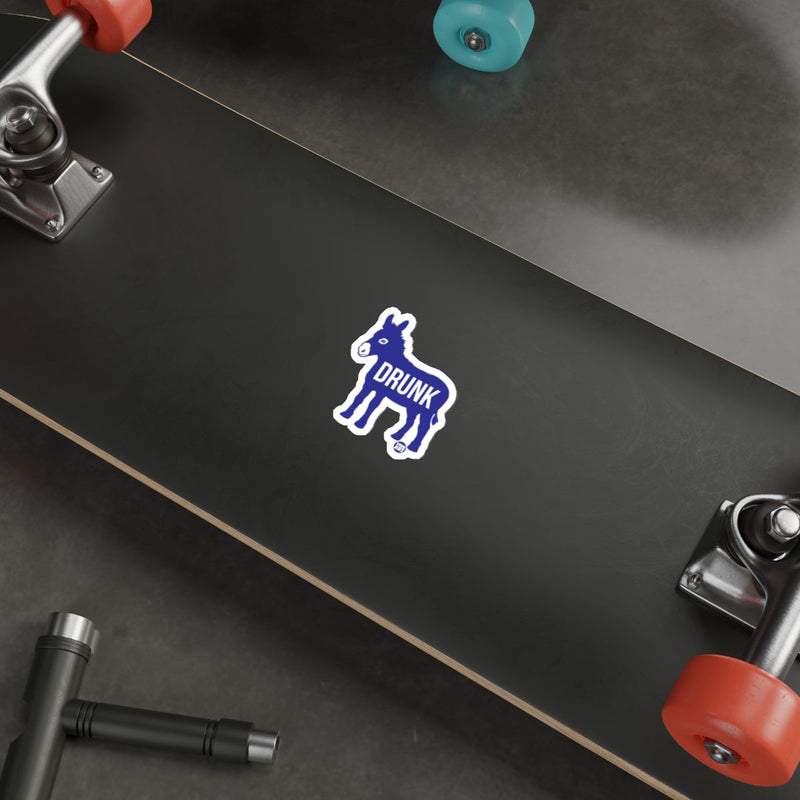 Load image into Gallery viewer, Blue Drunk Donkey Sticker on Skateboard Sticker Product
