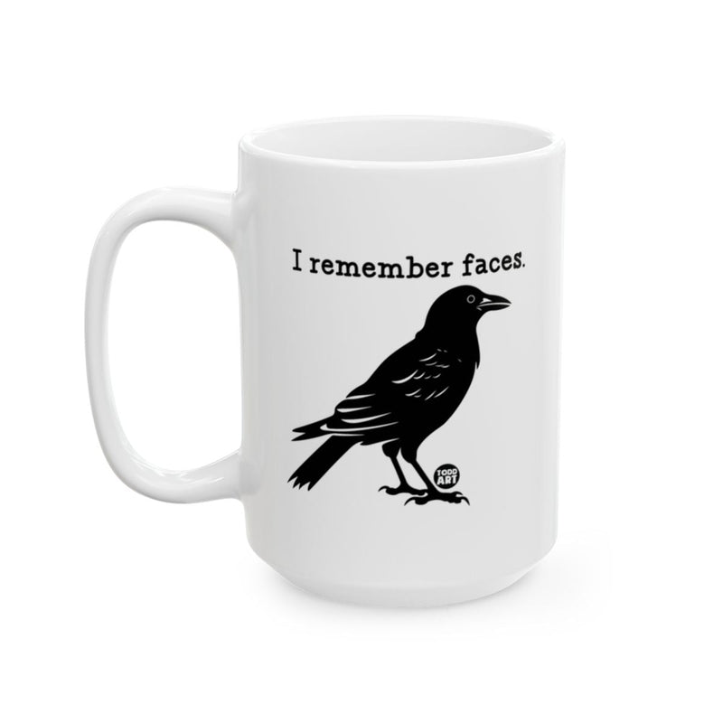 Load image into Gallery viewer, I Remember Faces Crow Mug Unique Design Gift Cup
