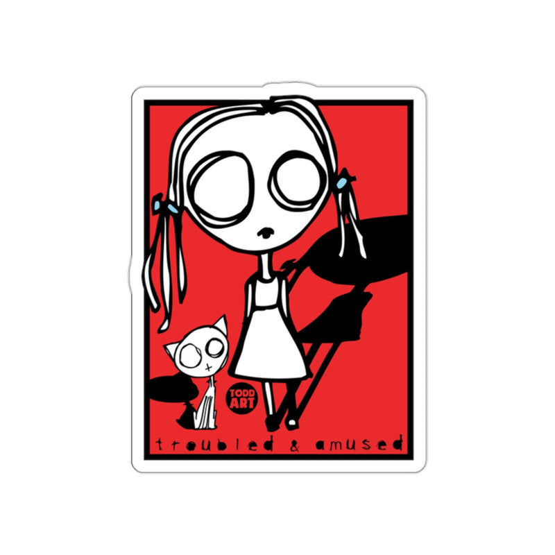 Load image into Gallery viewer, Troubled and Amused Cartoon Art Sticker
