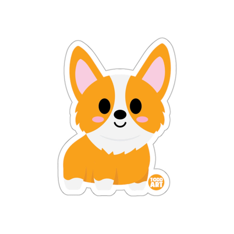 Load image into Gallery viewer, Cute Cartoon Corgi with Pink Cheeks Sticker Design

