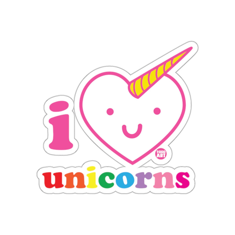 Load image into Gallery viewer, I Love Unicorns Colorful Heart Unicorn Sticker
