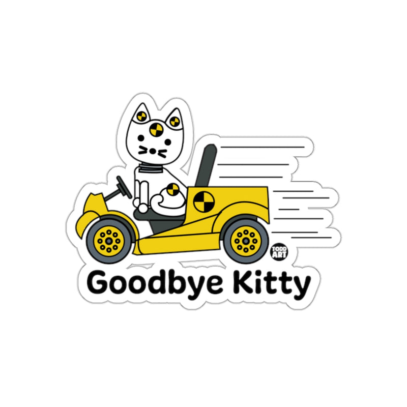 Load image into Gallery viewer, Goodbye Kitty Crash Test Cat Yellow Car Sticker
