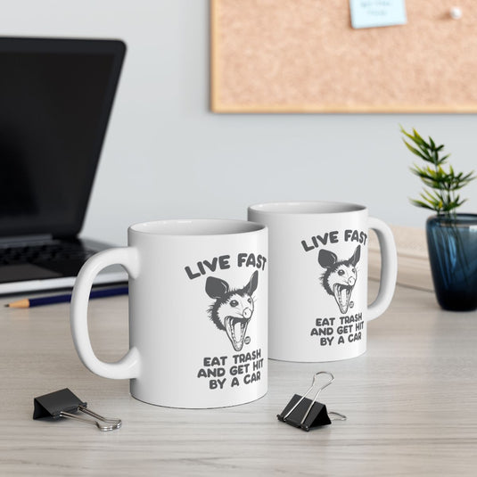Live Fast Eat Trash and Get Hit By a Car mug
