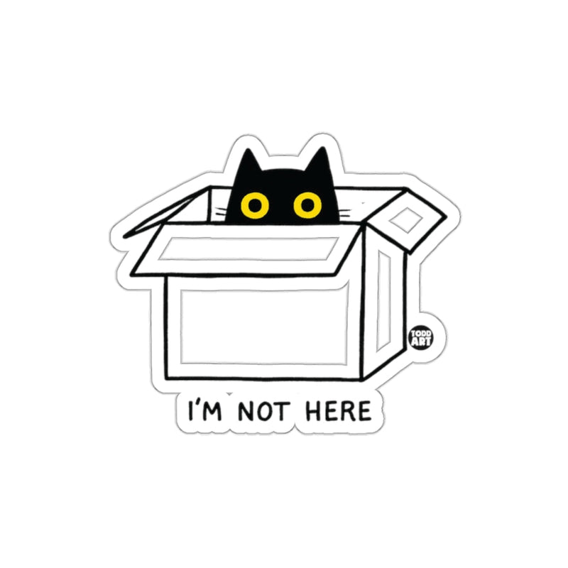 Load image into Gallery viewer, Cute Black Cat in Box with I'm Not Here Sticker

