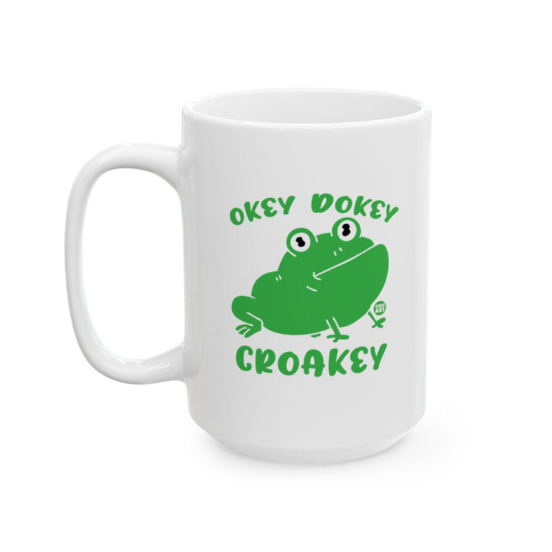 Load image into Gallery viewer, Okey Dokey Croakey Cute Green Frog Design Mug
