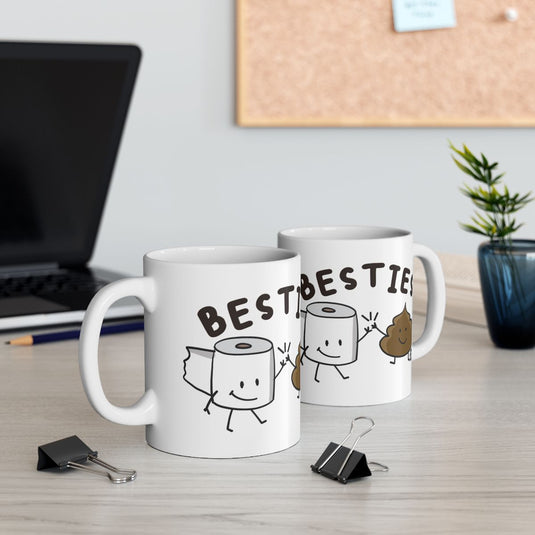 Besties Toilet Paper and Poop Character Coffee Mug Set