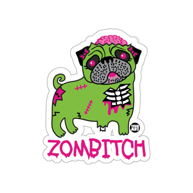 Load image into Gallery viewer, Zombitch Green Zombie Pug Sticker Fun Design
