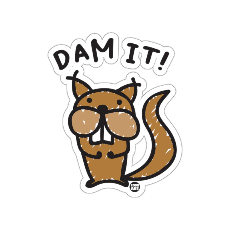 Load image into Gallery viewer, Funny Dam It Beaver Illustration Sticker Product
