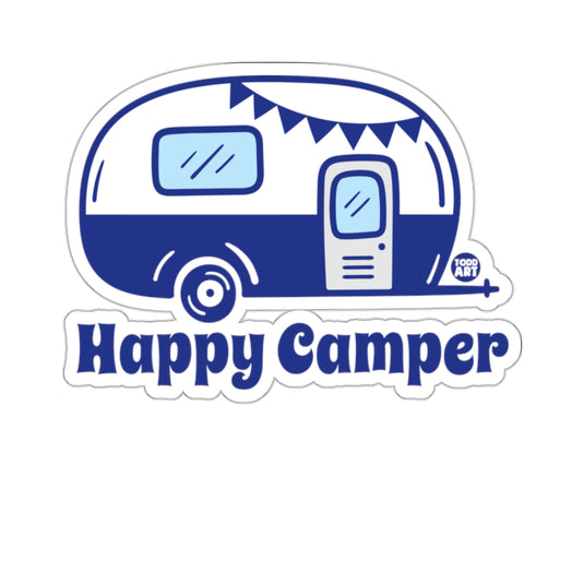 Happy Camper Blue RV Camping Adventure Artwork sticker
