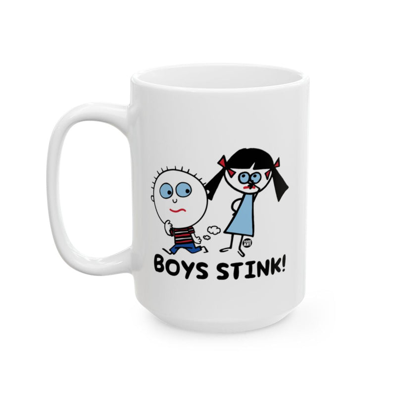 Load image into Gallery viewer, Boys Stink Mug Funny Cartoon Illustration Gift

