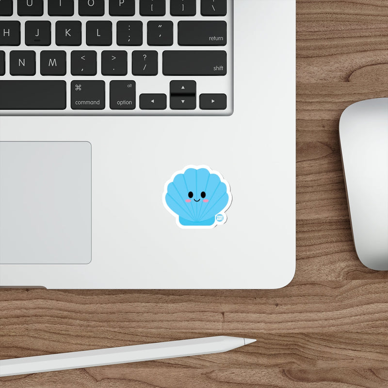 Load image into Gallery viewer, Cute Blue Smiling Seashell Artistic Sticker for Laptops
