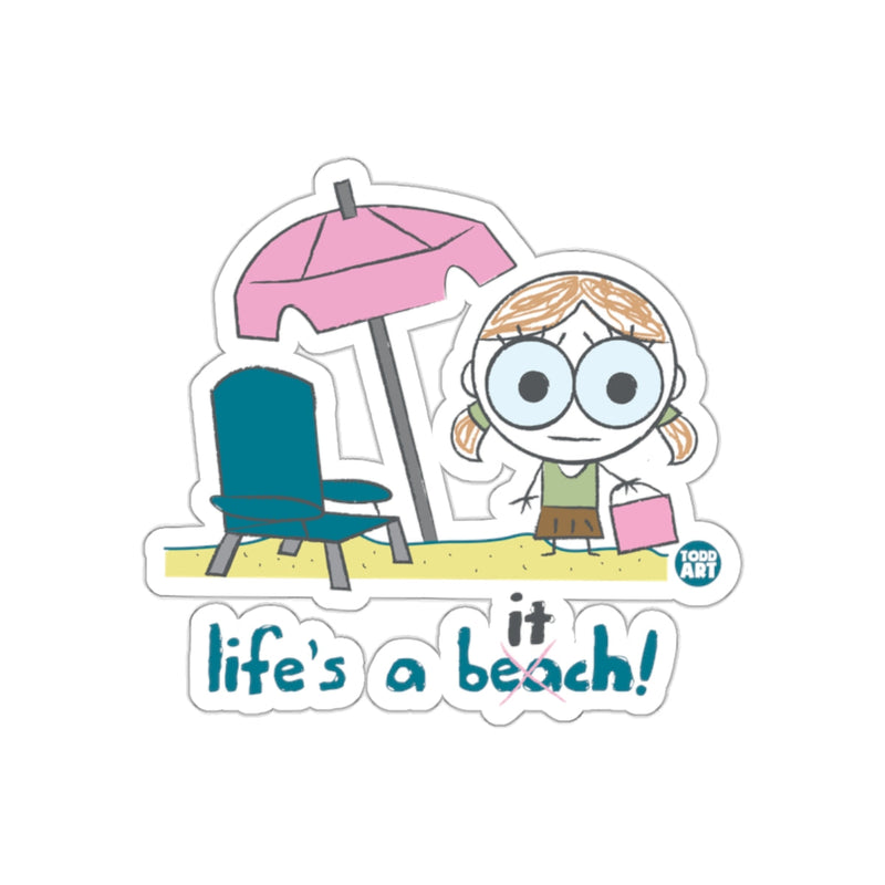 Load image into Gallery viewer, Life's A Beach Sticker Fun Cartoon Beach Vibes
