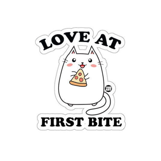 Cute Cat With Pizza Love At First Bite Sticker