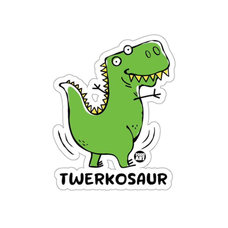 Load image into Gallery viewer, Twerkosaur bouncing dinosaur with quirky expression sticker
