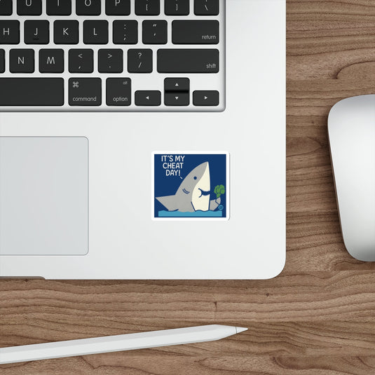 IT'S MY CHEAT DAY! Funny Shark Broccoli Diet Sticker 