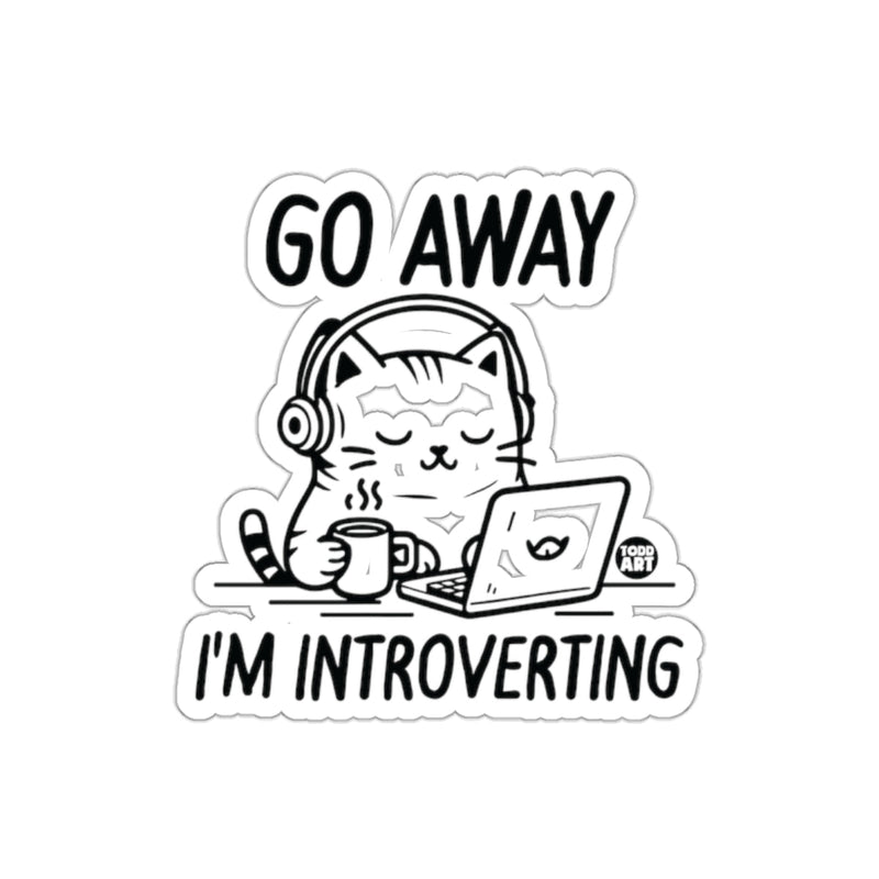 Load image into Gallery viewer, Go Away I'm Introverting Cat Sticker Design Art
