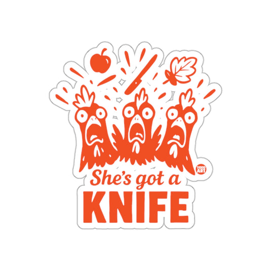 She's Got a Knife Funny Chicken Sticker