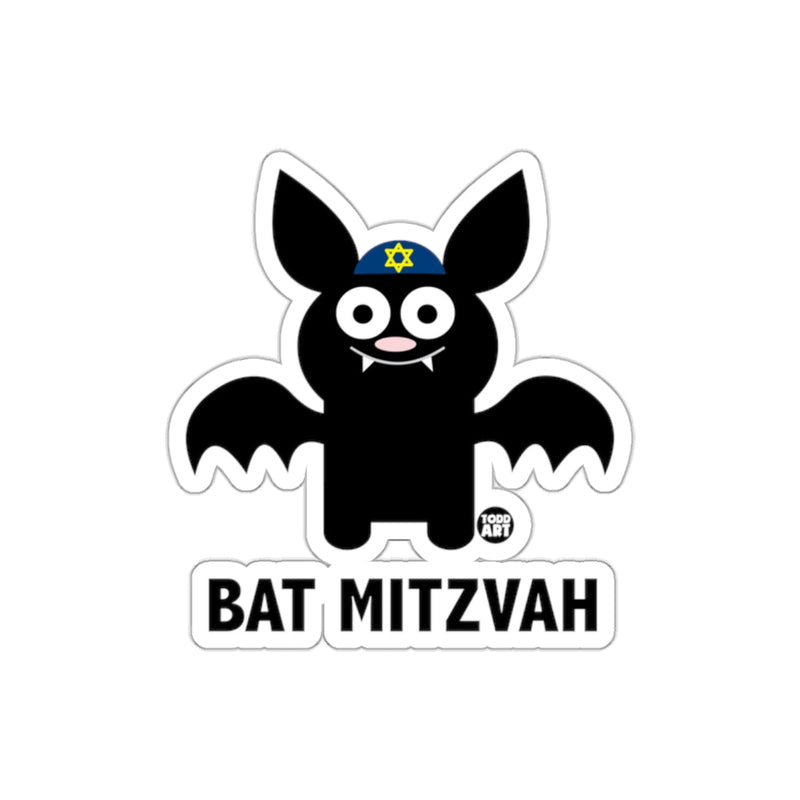 Load image into Gallery viewer, Cute Bat Mitzvah Bat Sticker with Star of David Hat
