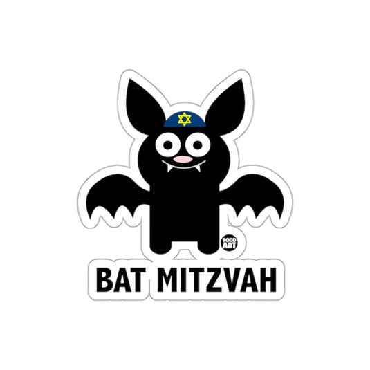 Cute Bat Mitzvah Bat Sticker with Star of David Hat