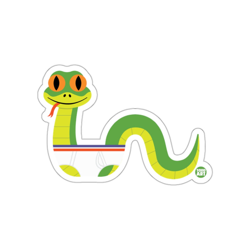 Load image into Gallery viewer, Smiling Green Snake Cartoon Illustration Sticker
