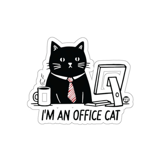 I'm an Office Cat with Coffee Mug Cartoon Sticker